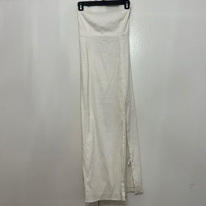 Long white maxi dress with leg  slit